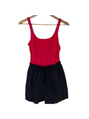 Vintage Krista One Piece Swimsuit Romper Swim Shorts Size 14 Retro Modest 1970s